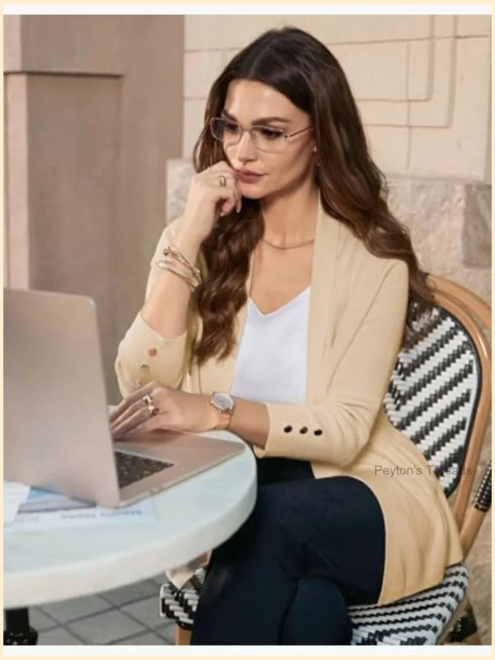 Lightweight Viscose Blend Cardigan with Peplum Design and Buckle Cuffs